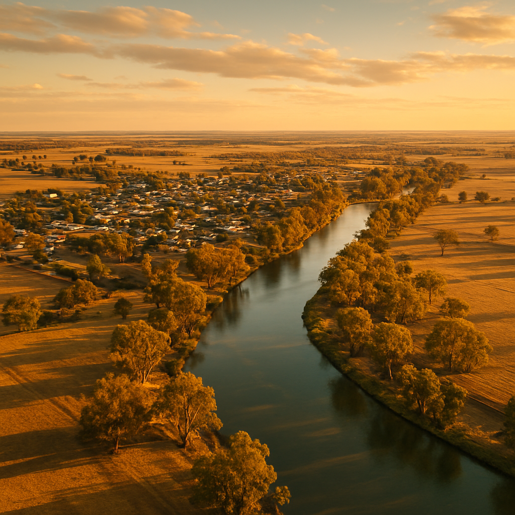 Aerial view of Forbes NSW and the Lachlan River
